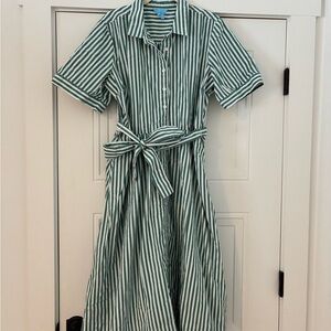 Draper James Green and Cream Striped Midi Dress
